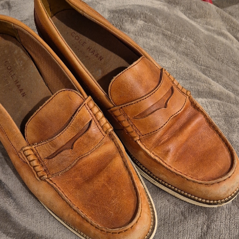 Cole Haan Tan Leather Slip-On Loafers